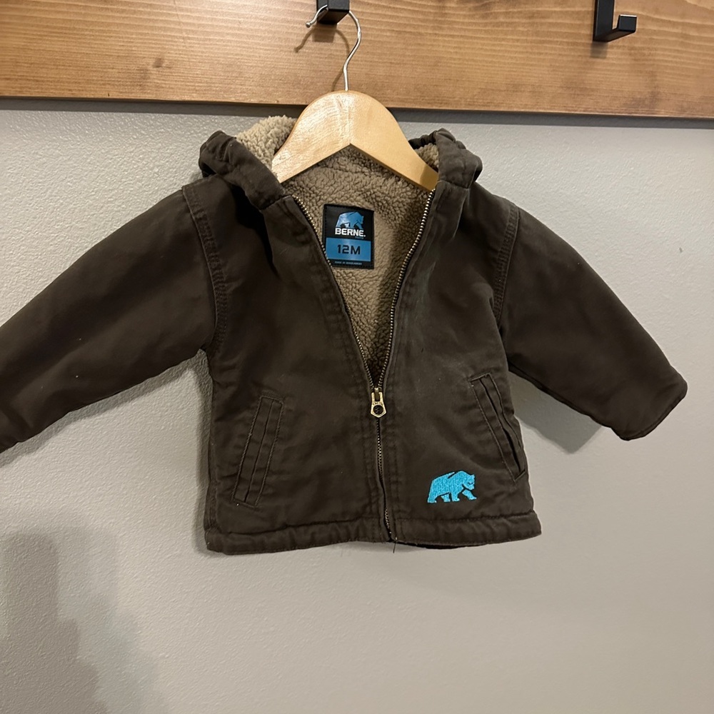 Berne 12 month coat with fleece lining. Excellent shape